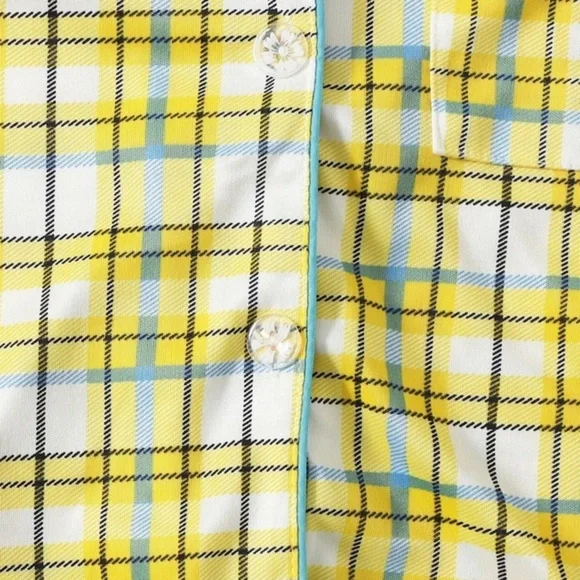 New Yellow Plaid Long Pajama Set - Picture 4 of 5